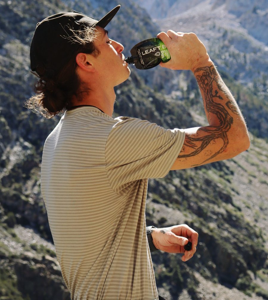 Potter Wonderland drinking a Blade above a mountain valley