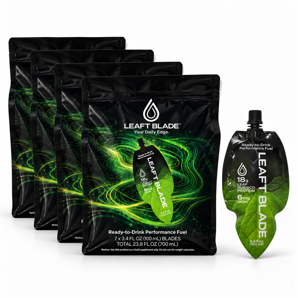 Leaft Blade 28 Blades: four 7-pack bags with a single 100 ml pouch